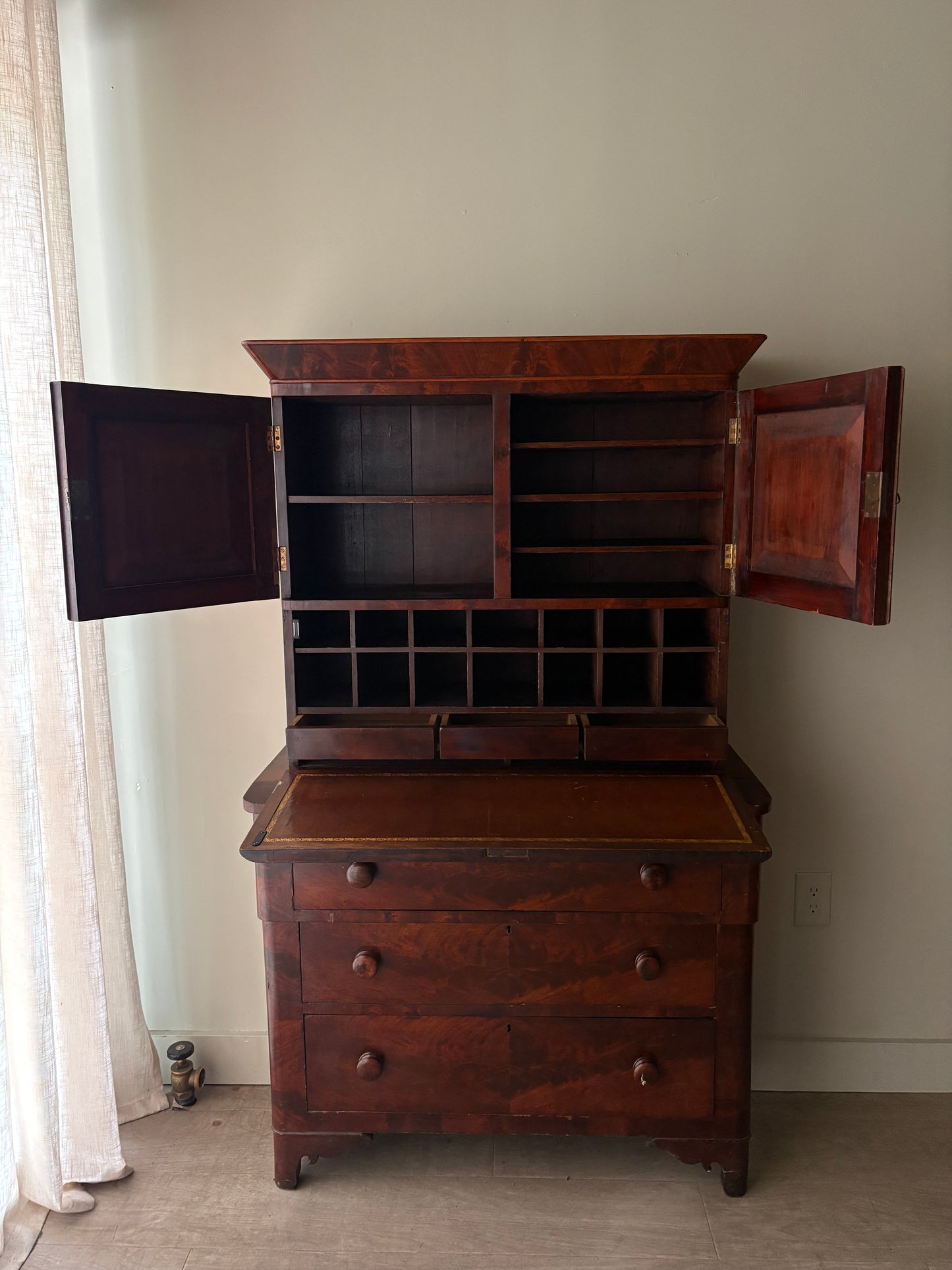 Empire mahogany secretary hutch