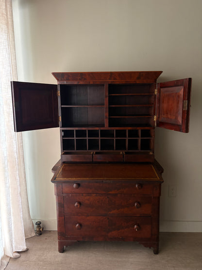 Empire mahogany secretary hutch