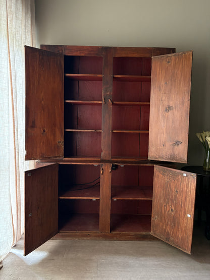 Stained pine stepback hutch