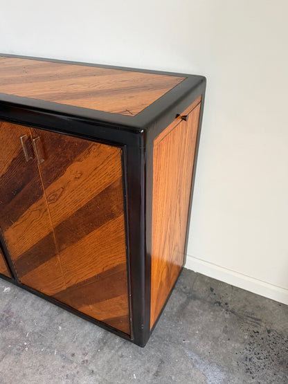 Hollywood Regency mixed wood bar