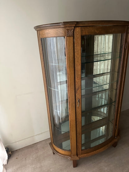 Golden Oak Mirrored Display Cabinet