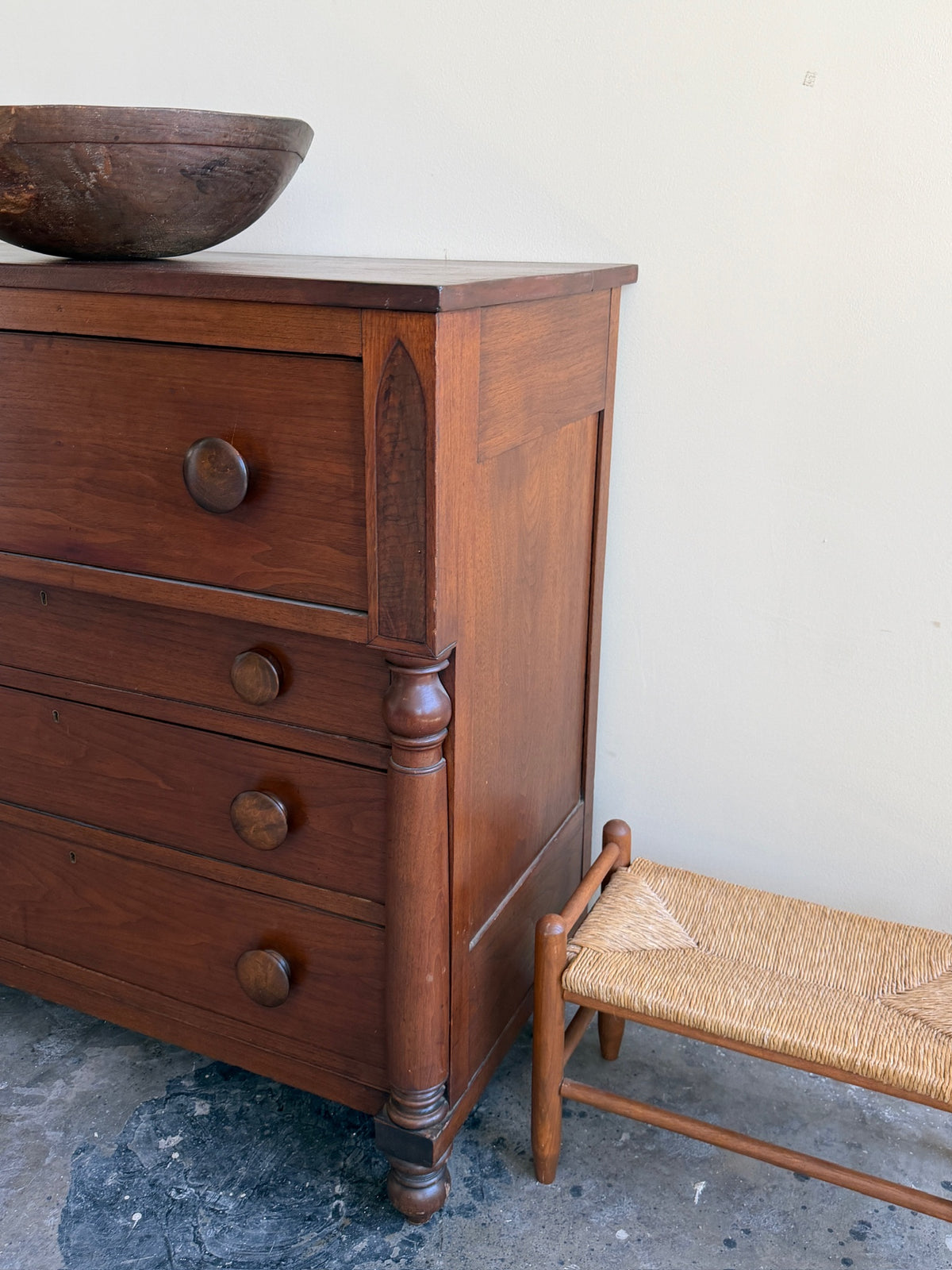 Empire walnut & mahogany dresser