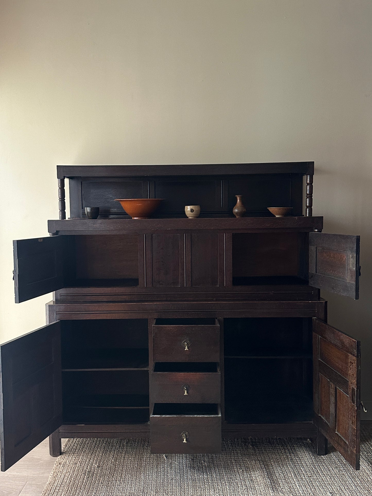 Dark pine hutch
