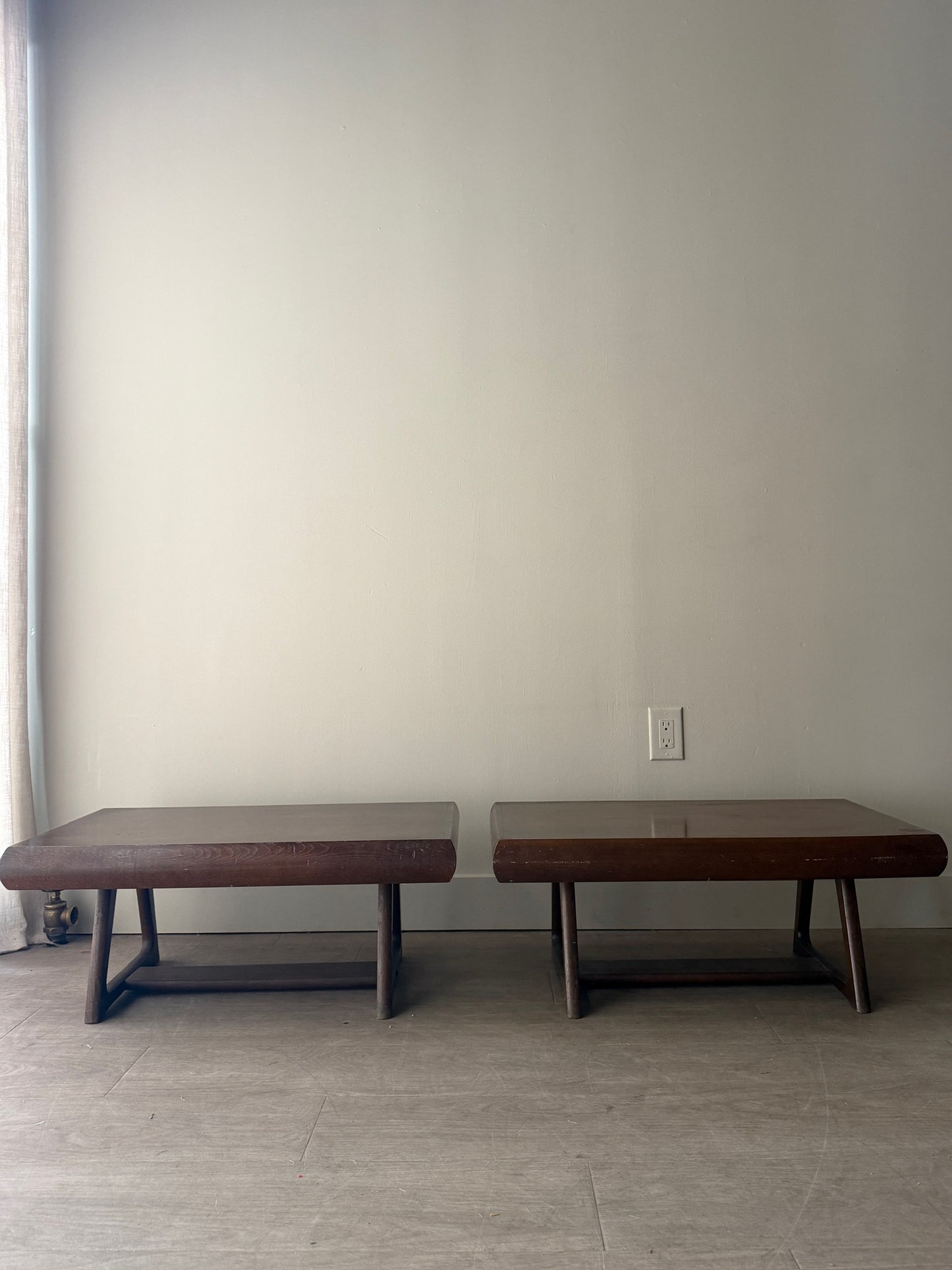 Walnut coffee tables. Sold individually.