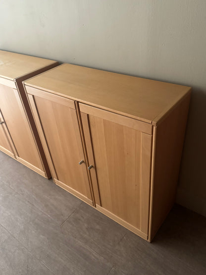 Caso “Rimme” Danish beech modular system - two solid double door units. Sold individually.