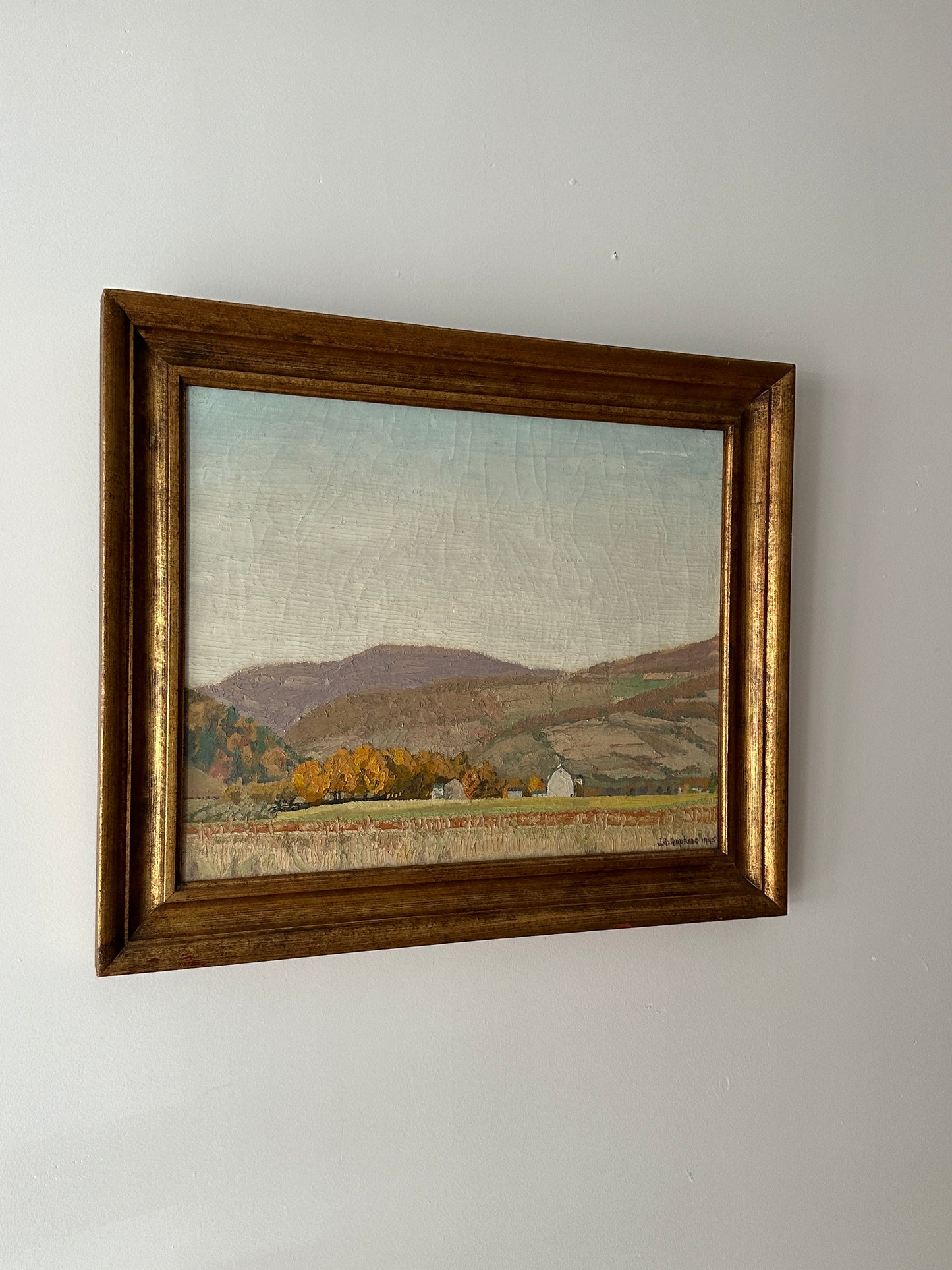 Landscape painting, signed Hopkins 1945