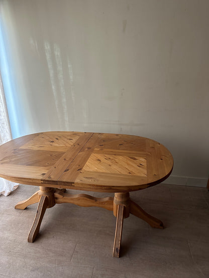 Swedish pine extending trestle dining table