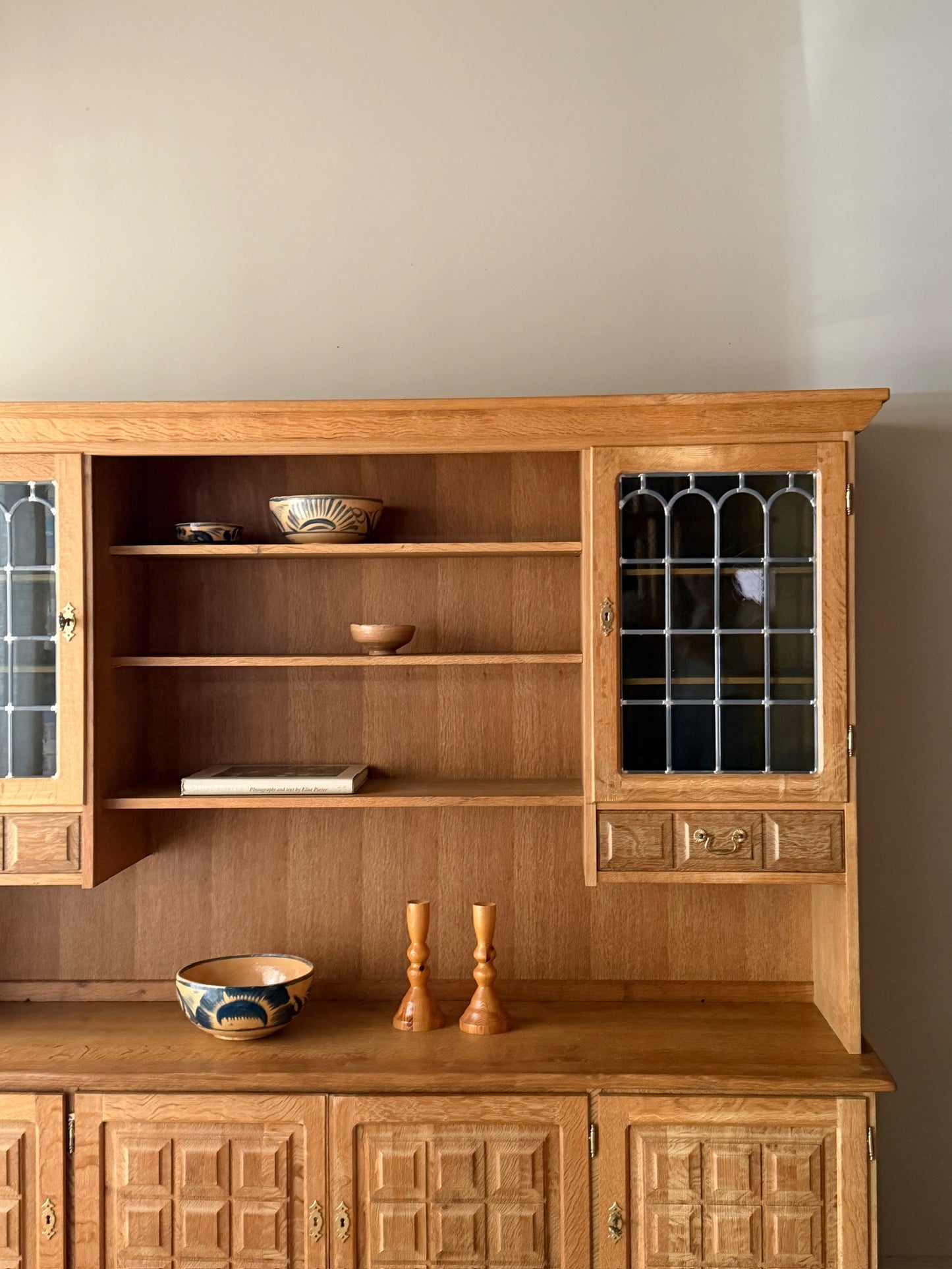 Danish oak two piece sideboard/hutch