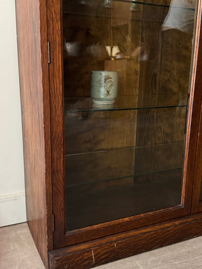 Golden oak display cabinet