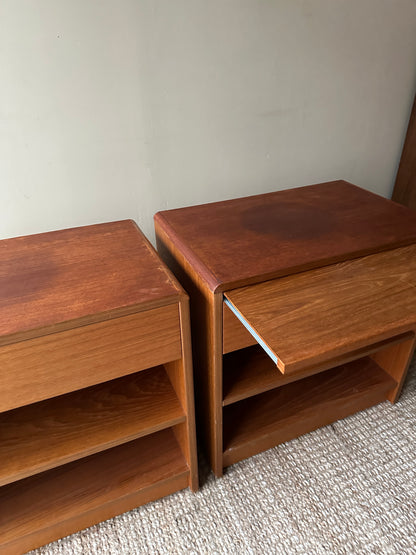 Teak bedside tables. Sold together.