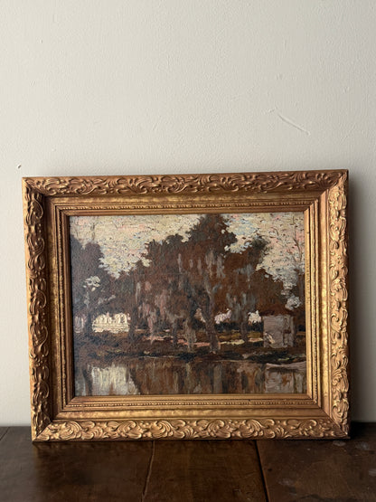 American impressionist oil on board. 1917.