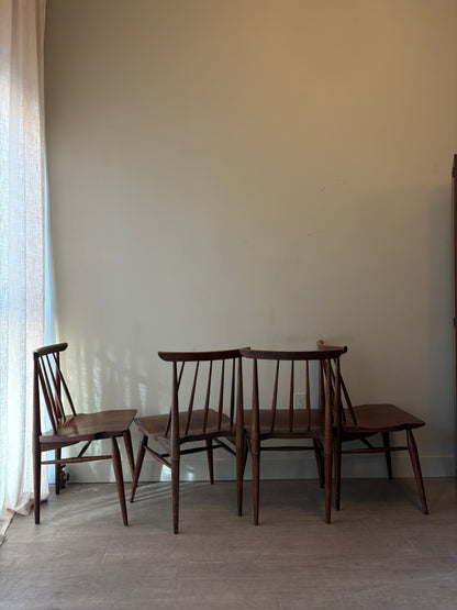 Cherry spindle chairs without arms. Sets of 2.