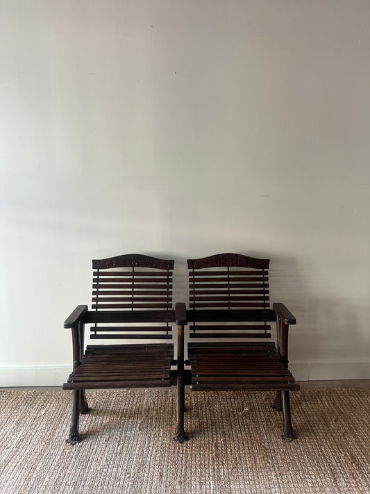 Victorian two seater folding bench