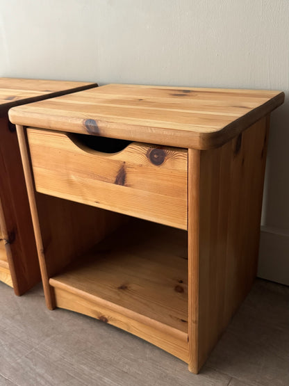 Swedish pine nightstands. Sold as a pair.