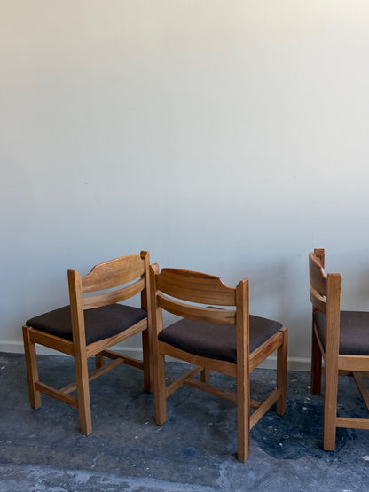 Swedish pine upholstered dining chairs. Sold individually.