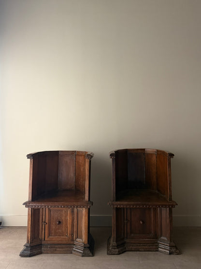 Italian walnut chorister chairs. Sold individually.