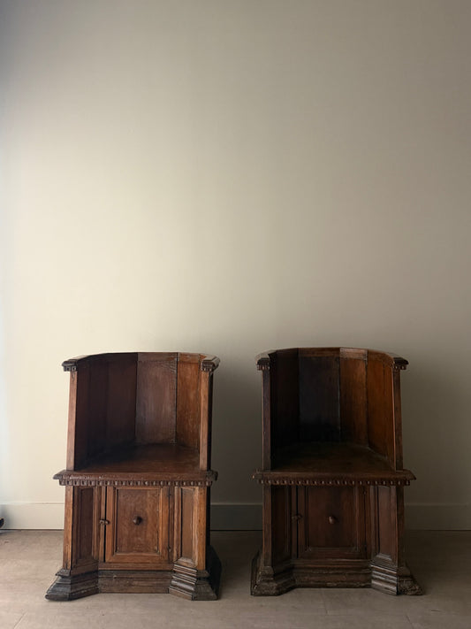 Italian walnut chorister chairs. Sold individually.