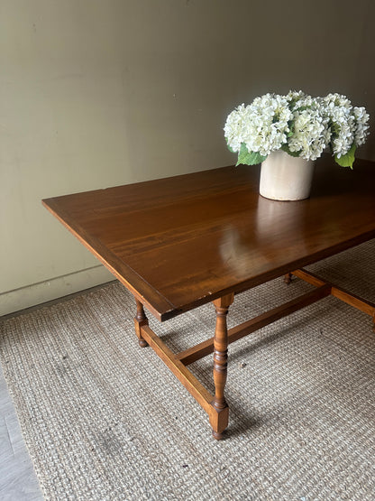 Pine stretcher base tavern table