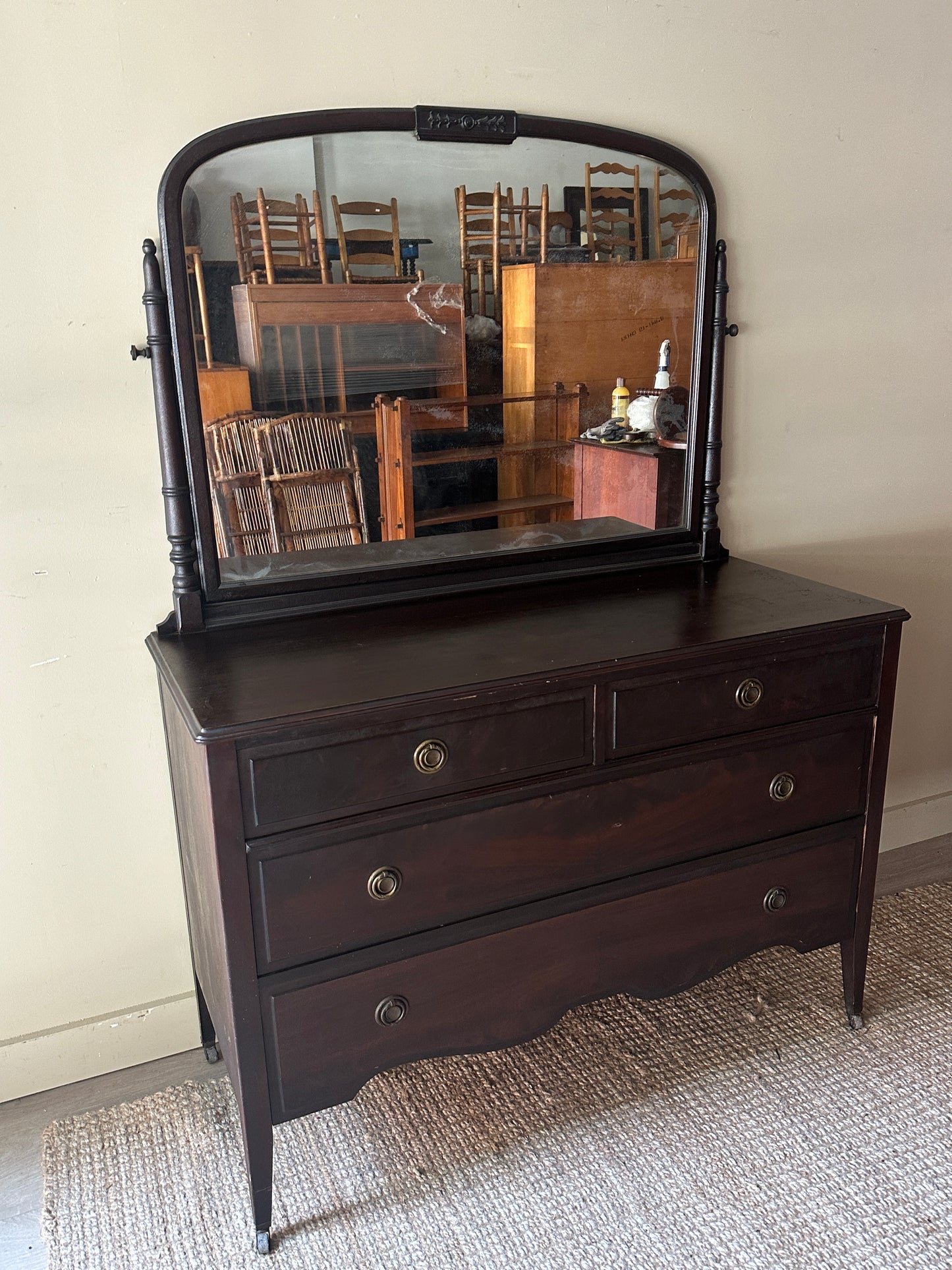 Mahogany server with mirror