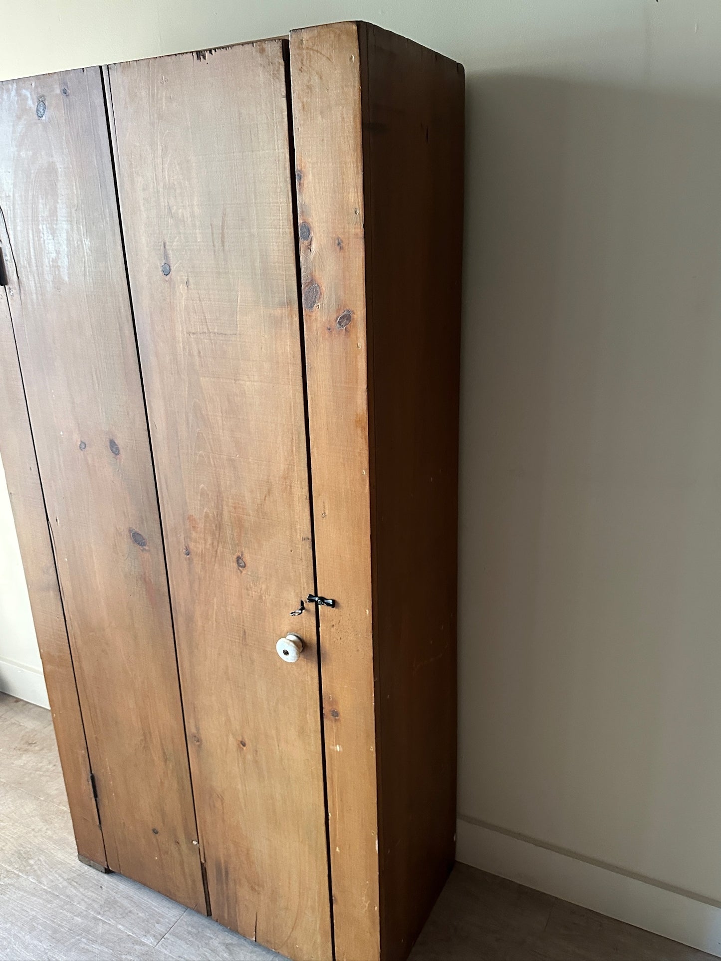 Pine wide plank cupboard
