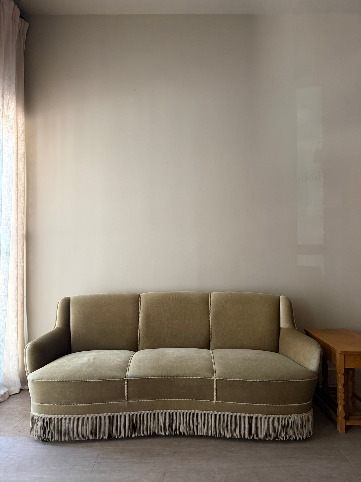 Danish sage velvet sofa