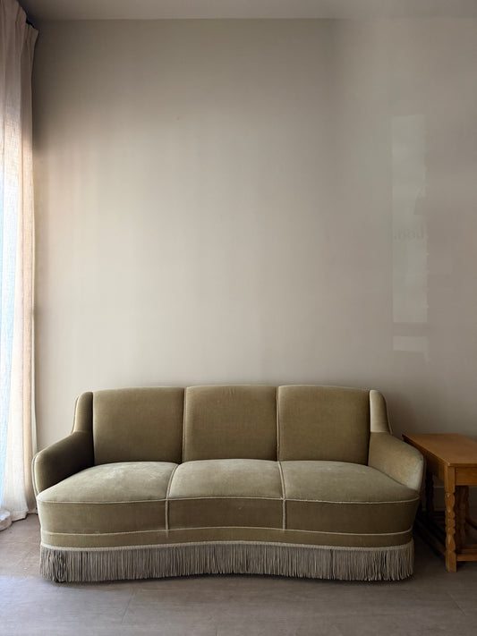 Danish sage velvet sofa