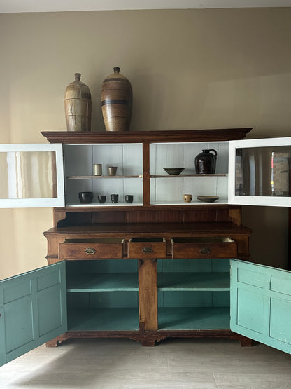 Pennsylvania Dutch two piece pine cupboard