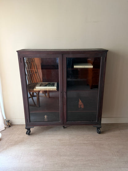 Mahogany claw foot display cabinet