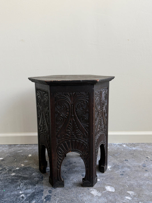 Art Nouveau carved oak cocktail table
