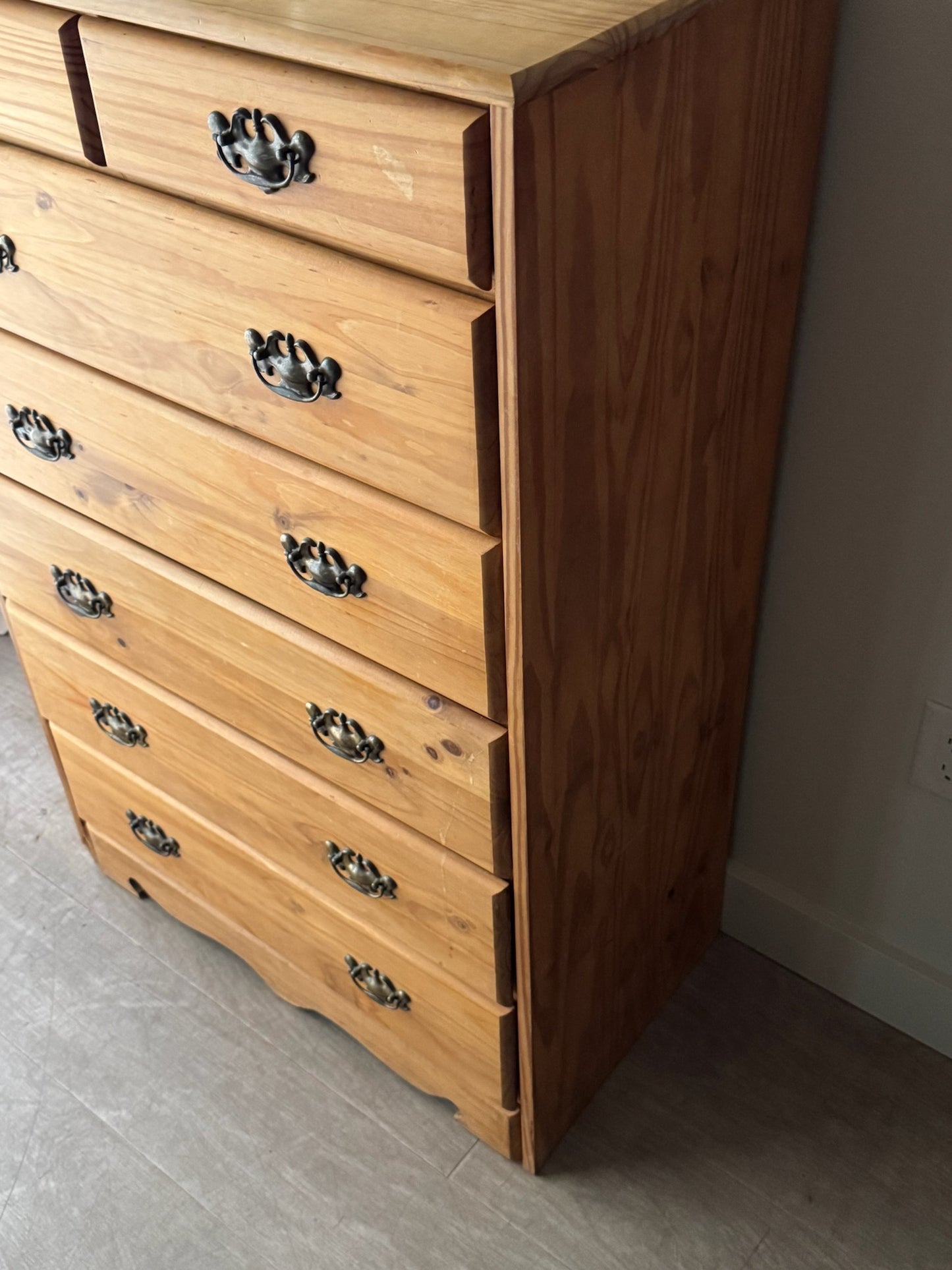 Pine tallboy dresser