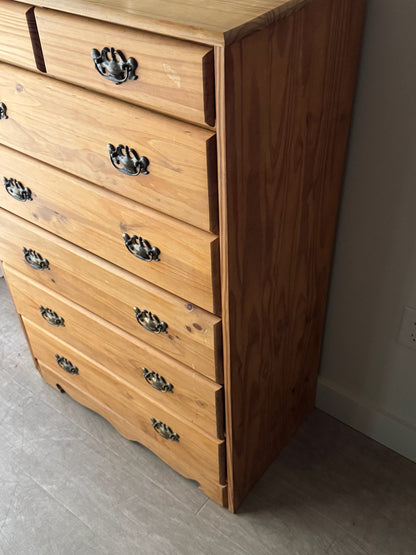 Pine tallboy dresser