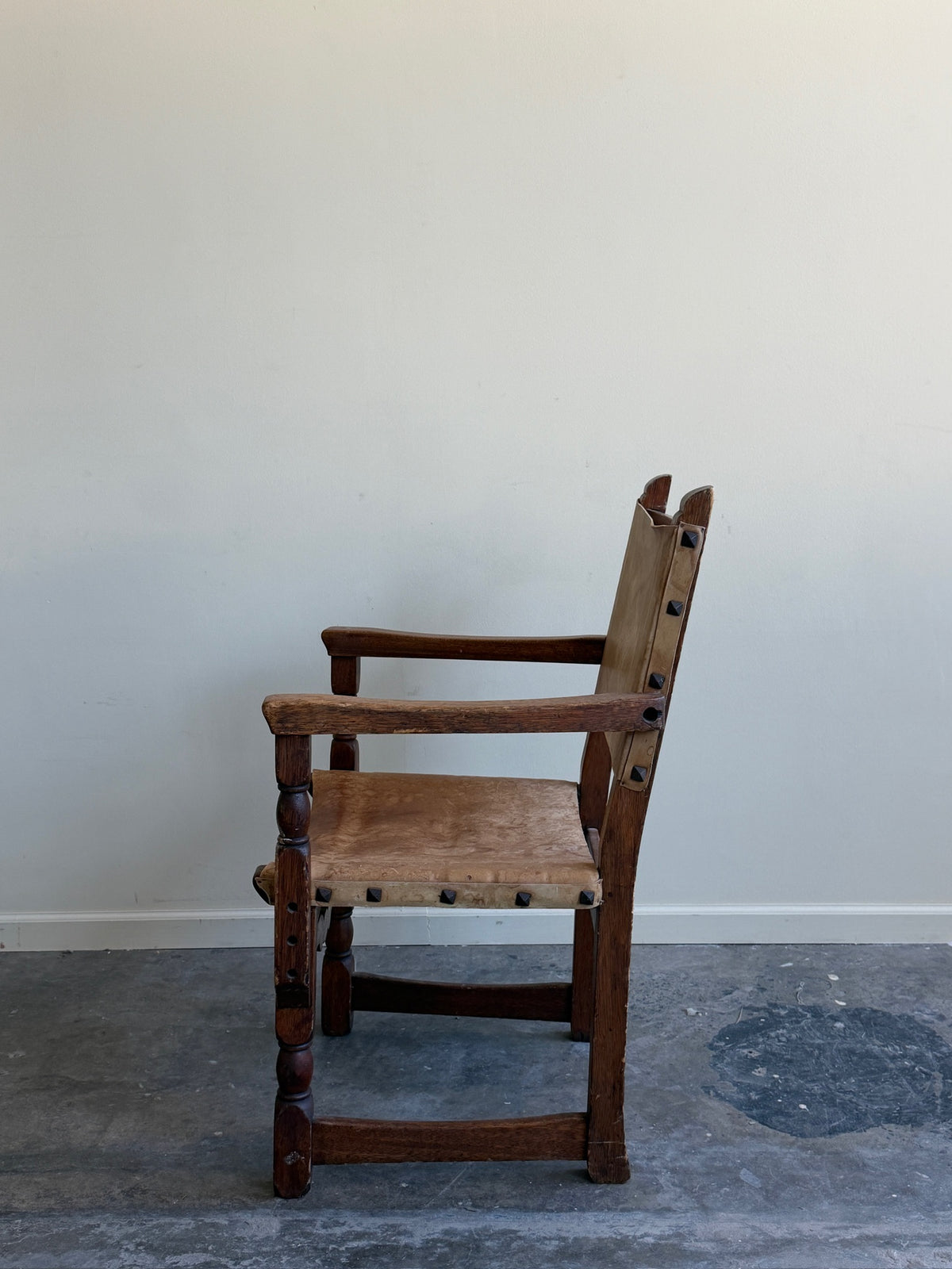 Italian leather & walnut armchair