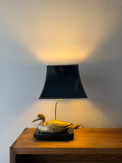 Brass duck table lamp
