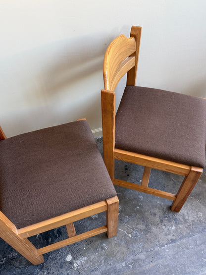 Swedish pine upholstered dining chairs. Sold individually.