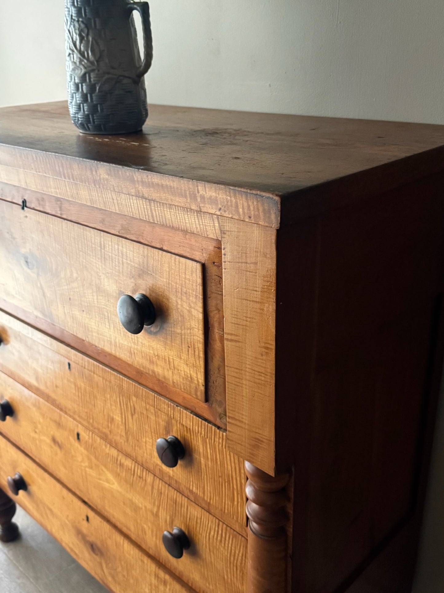 Pennsylvania Sheraton tiger maple dresser