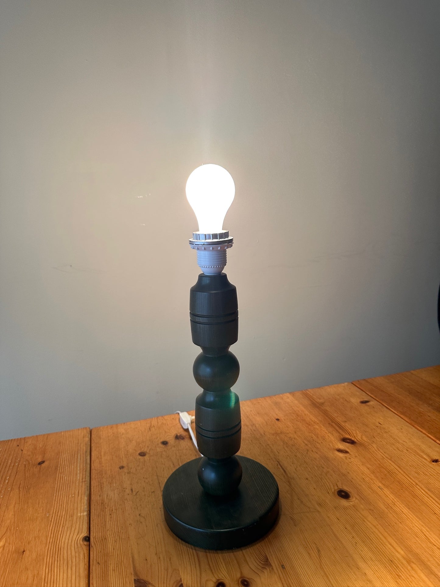 Swedish green stained pine table lamp