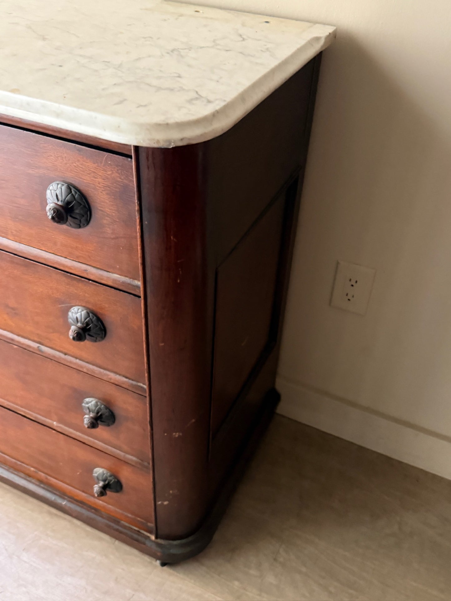 Victorian marble top walnut dresser