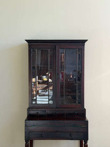 Federal mahogany writing desk with bookcase