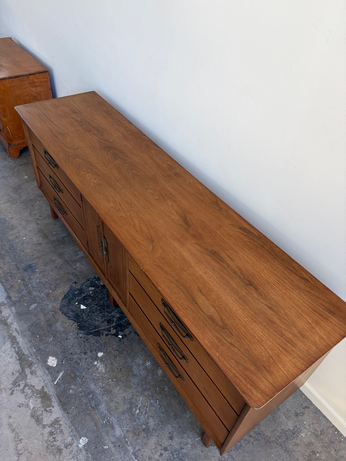 Bassett MCM Walnut Nine Drawer Dresser