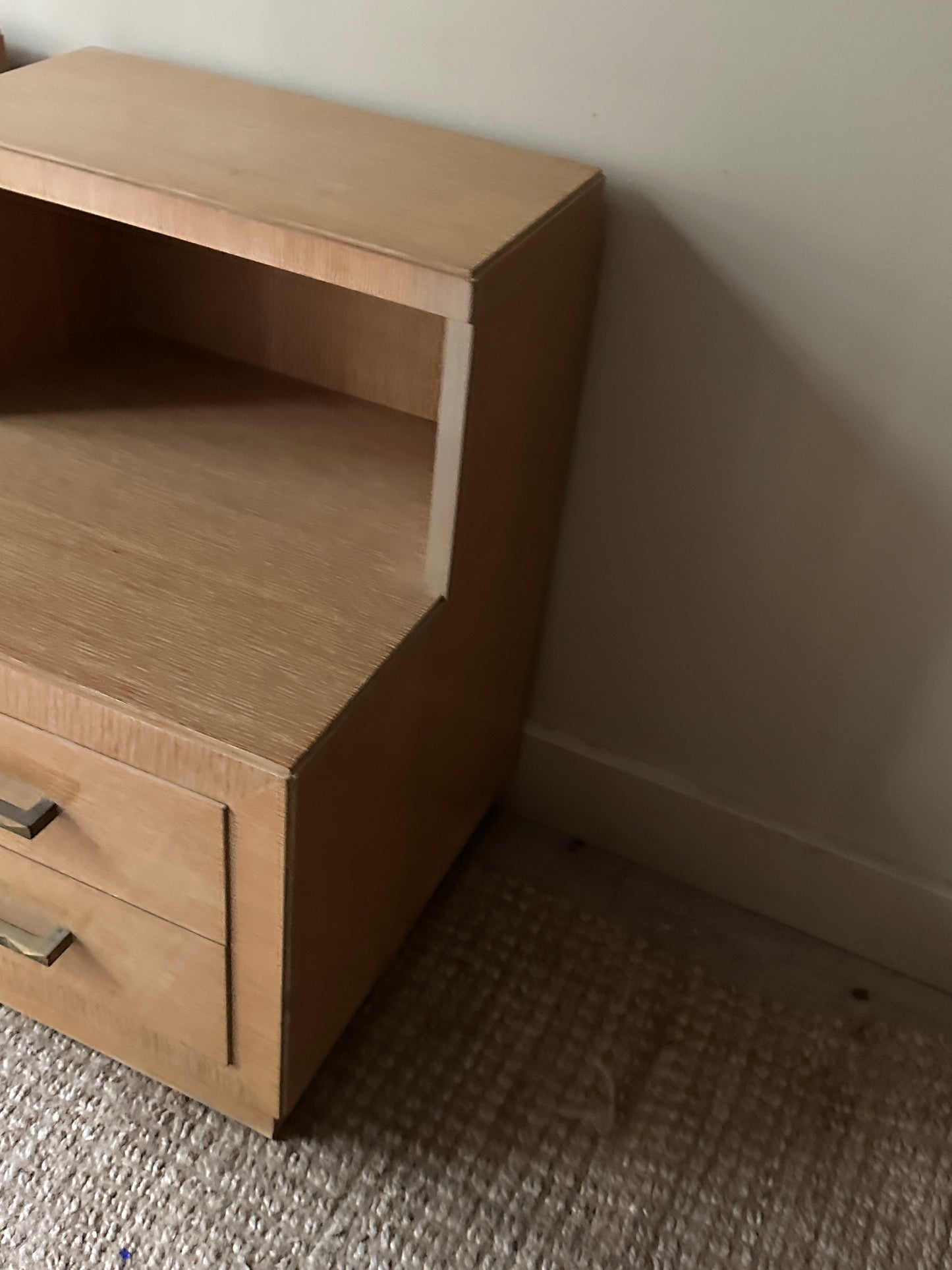 Blonde oak side tables. Sold individually.