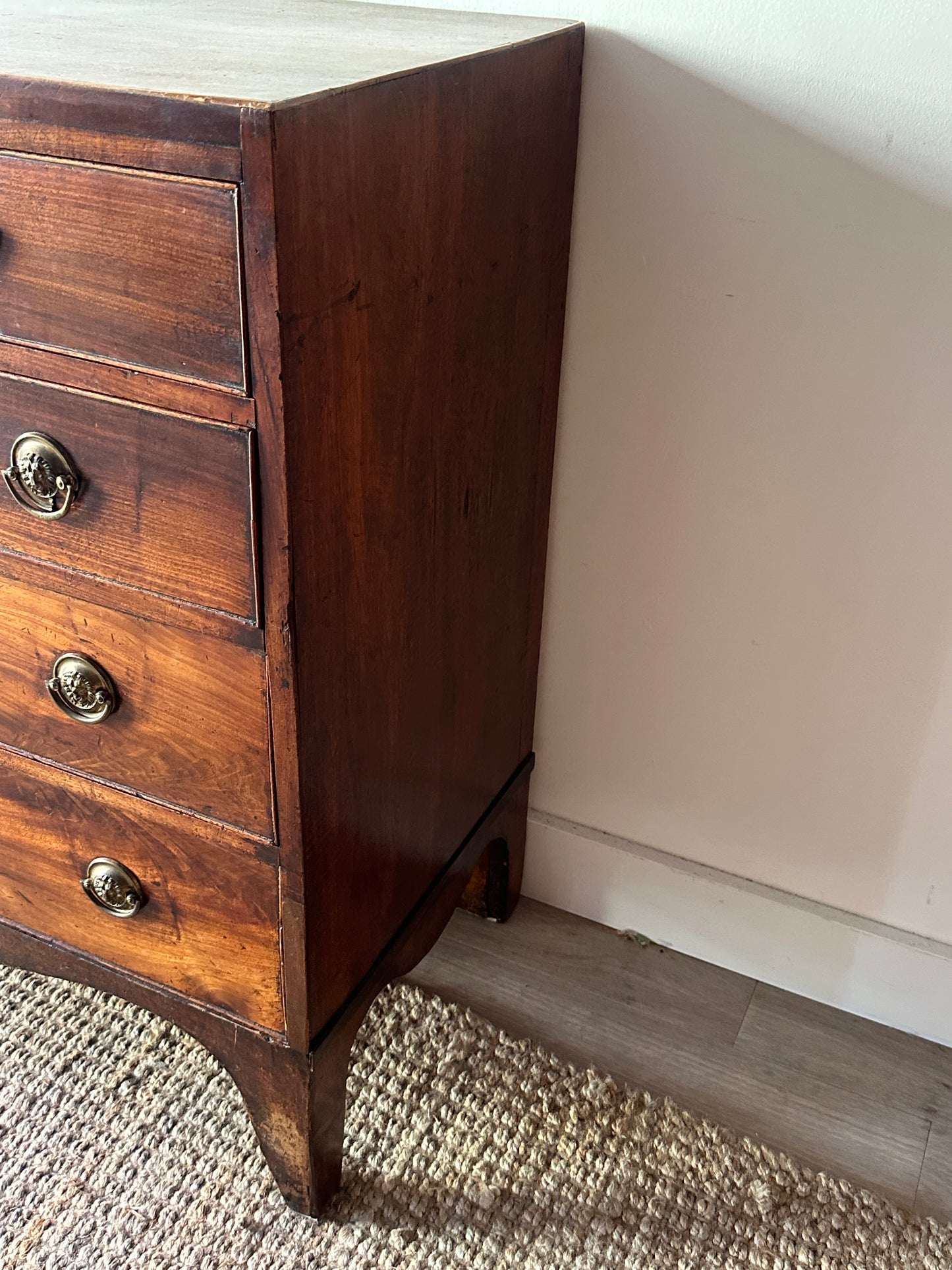 Mahogany bachelors dresser with lion head hardware