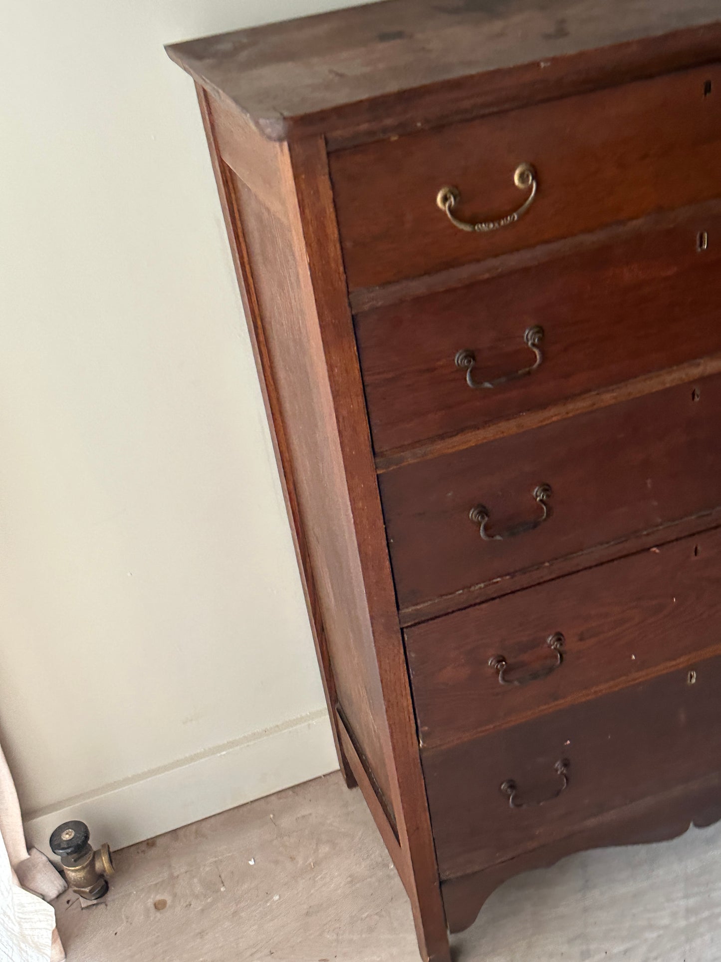 Oak dresser with brass handles - as is
