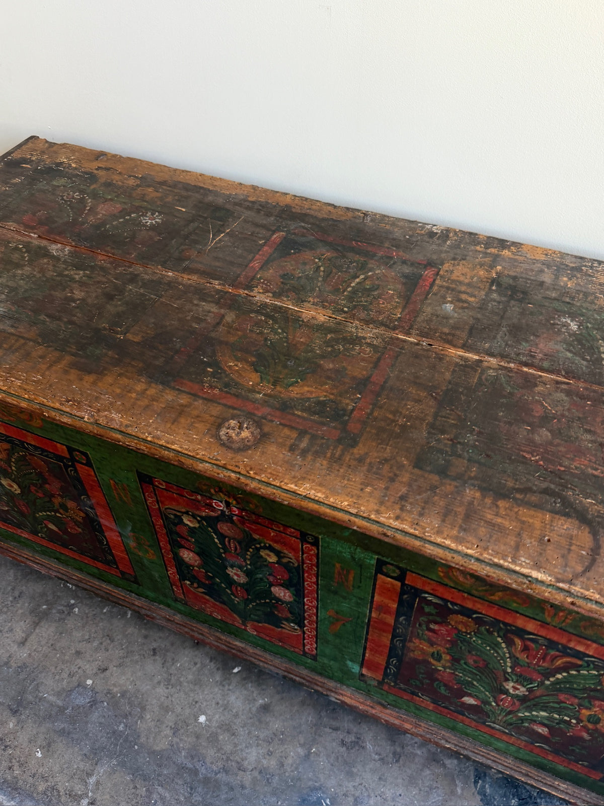 Scandinavian painted pine dower chest