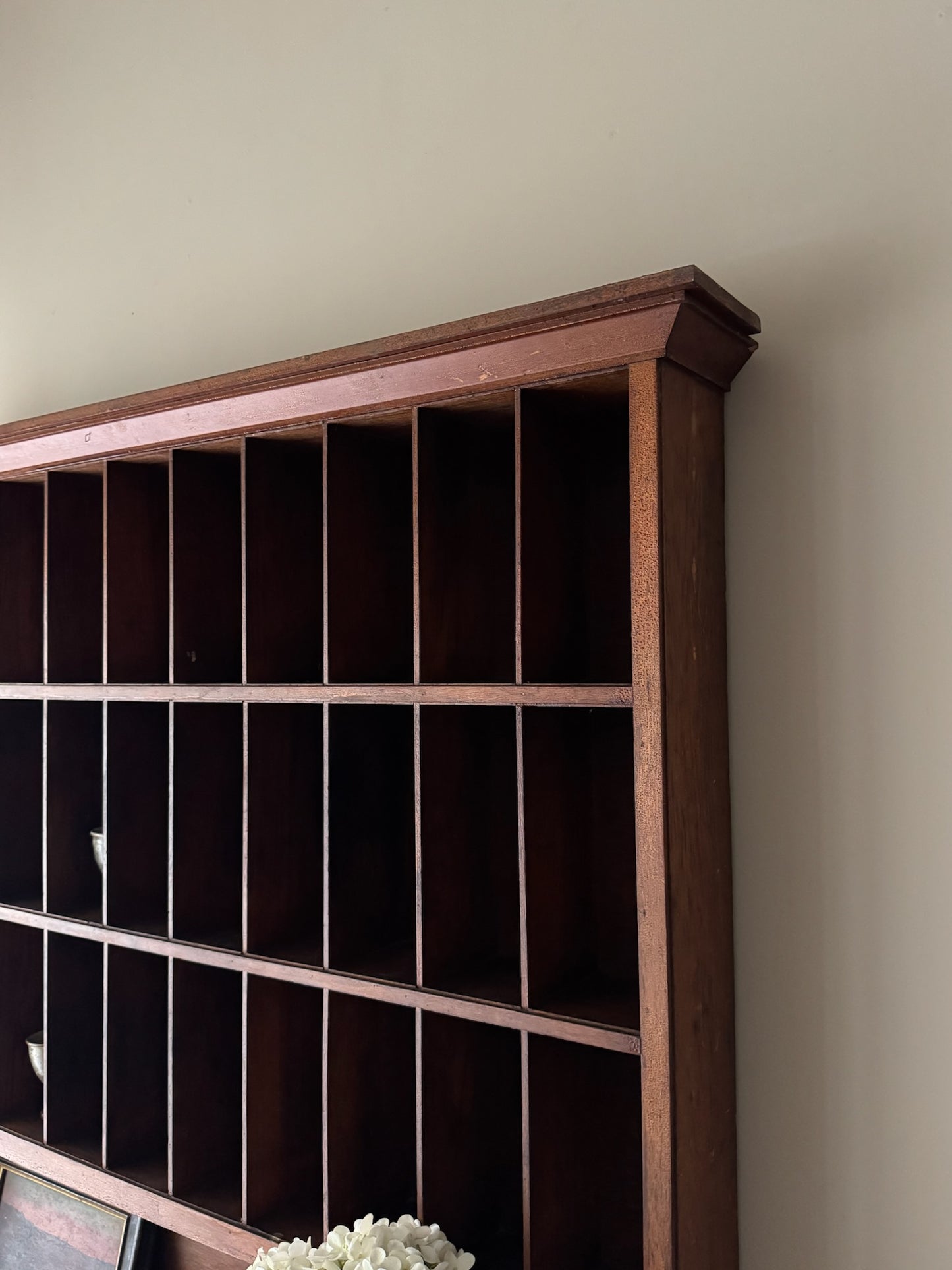 Oak stepback display cupboard