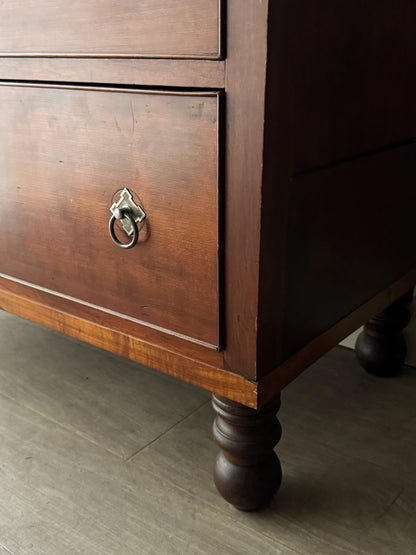 Sheraton cherry & tiger maple tallboy dresser