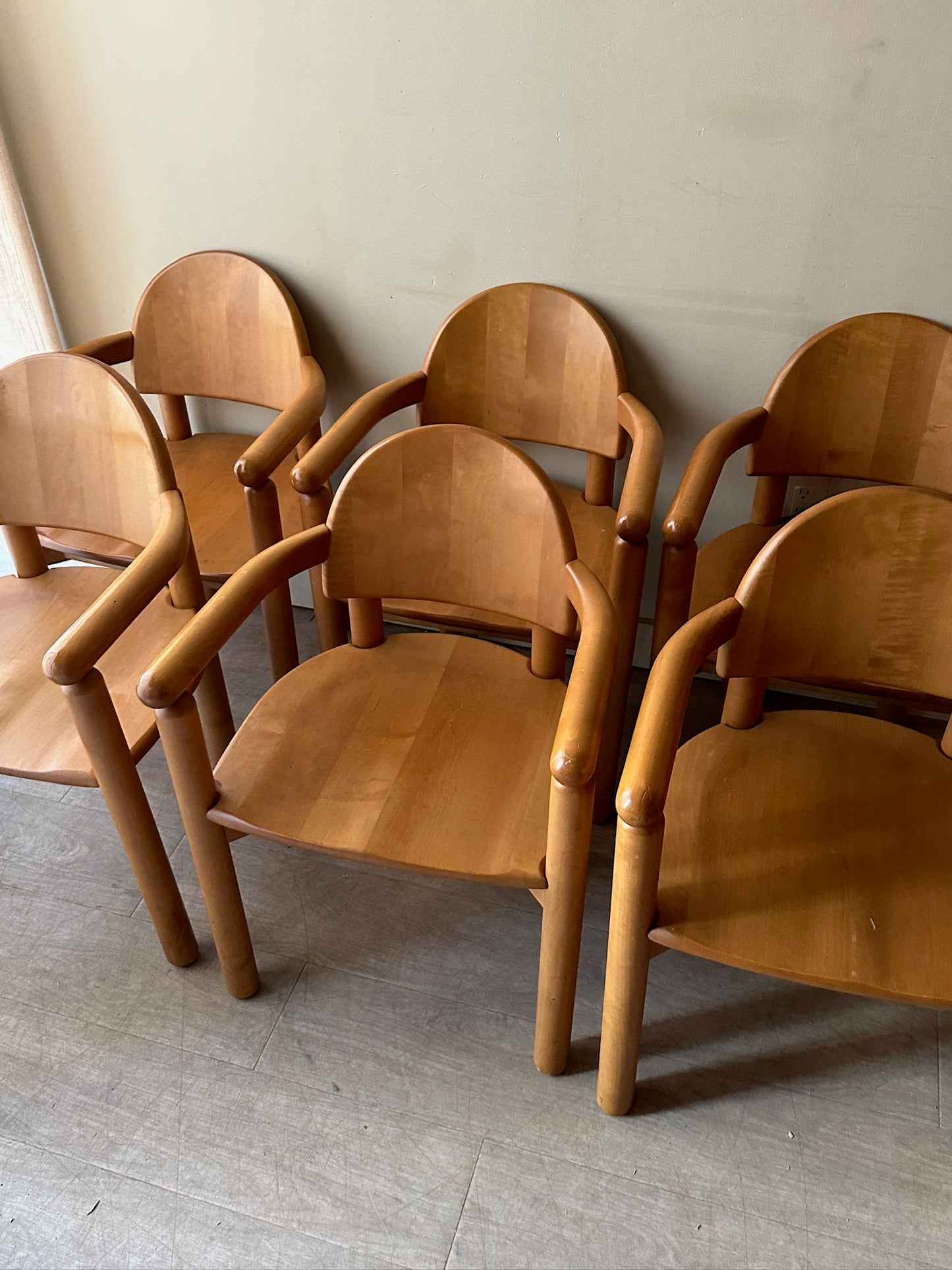 Rainer Daumiller beech dining chairs with arms. Sold induvidually.