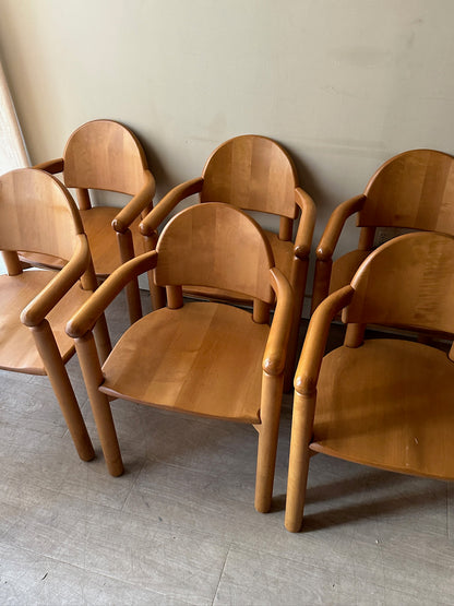 Rainer Daumiller beech dining chairs with arms. Sold induvidually.