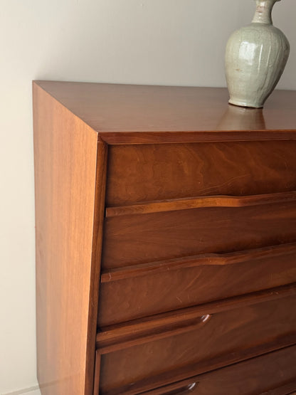 Walnut tallboy dresser