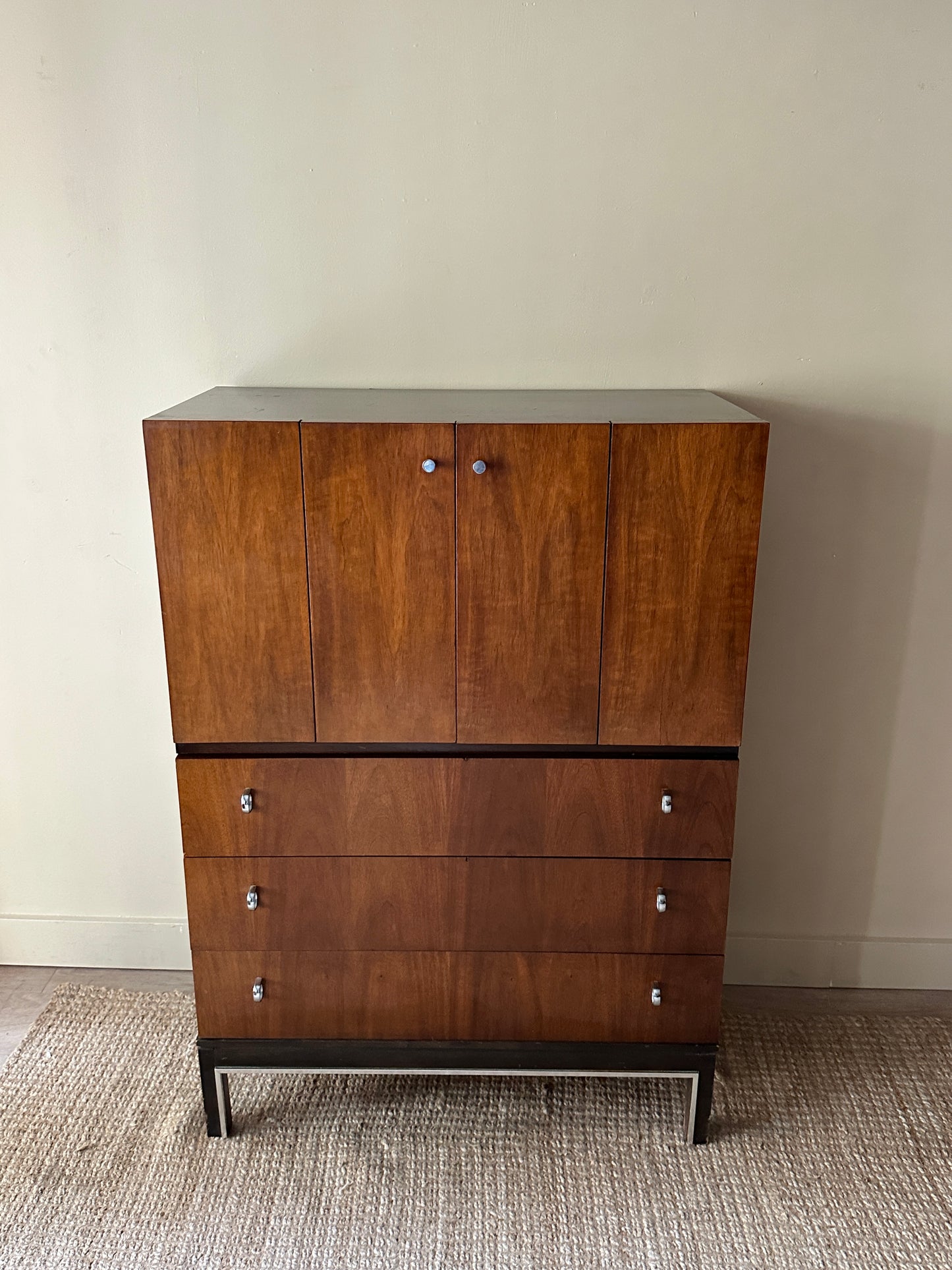 Walnut and Chrome gentleman’s dresser