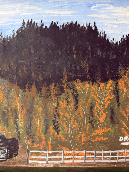 Cabin landscape. Signed.
